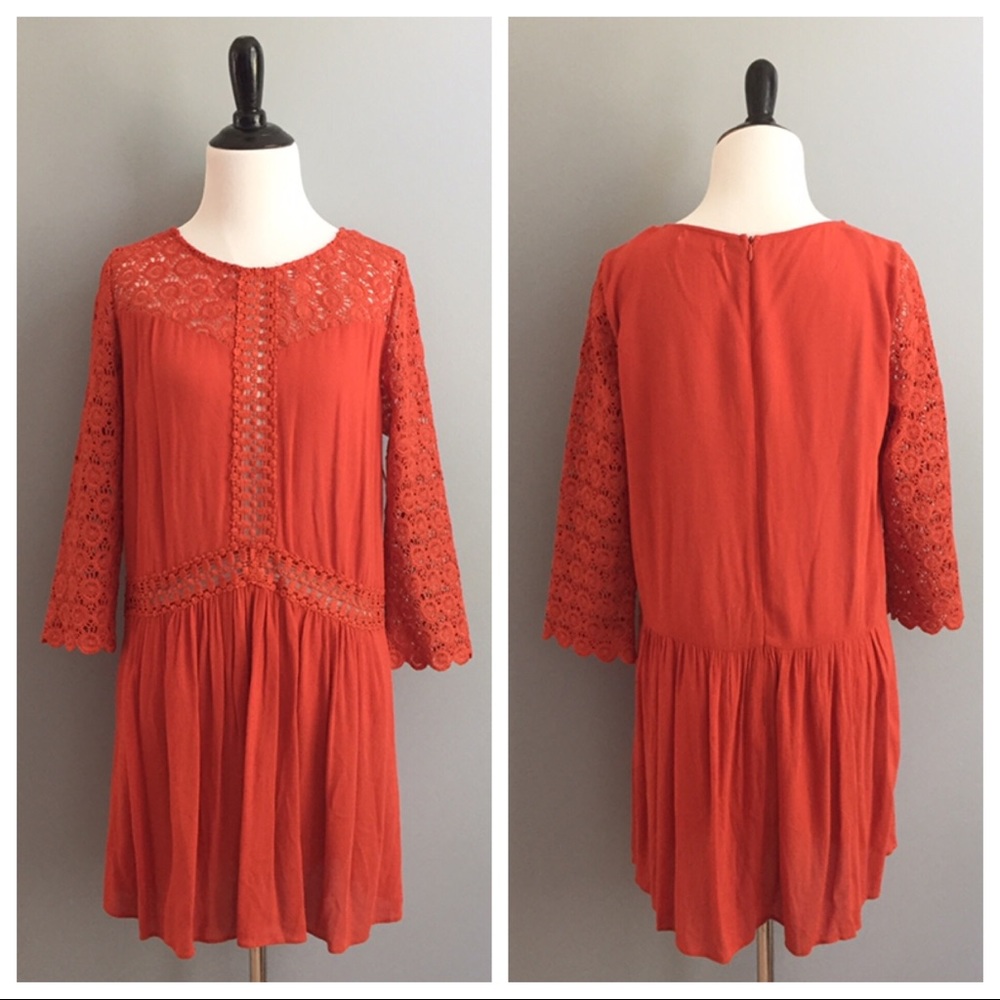 Altar’d State orange embroidered dress